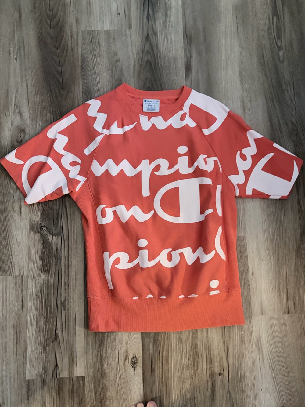 Champion Coral Orange Logo Sweatshirt
